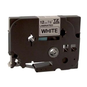 CINTA LAMINADA BROTHER TZE231G 12MM X 8M NEGRO SOBRE FONDO BLANCO