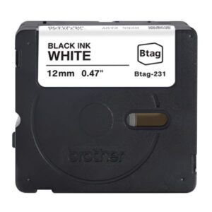 CINTA DE ETIQUETADO BROTHER BTAG231 12MM X 4M COMPATIBLE CON P-TOUCH  NEGRO SOBRE FONDO BLANCO