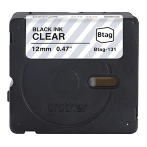 CINTA DE ETIQUETADO BROTHER BTAG131 12MM X 4M COMPATIBLE CON P-TOUCH NEGRO SOBRE FONDO TRANSPARENTE
