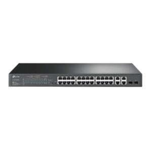 SWITCH TP LINK SL2428P(UN) 24 PUERTOS POE 10/100MBPS 2 PUERTOS GIGABIT RJ45 2 COMBO GIGABIT SFP 10/100/1000 MBPS ADMINISTRABLE (SMART / L2+)