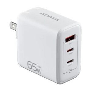 CARGADOR DE PARED ADATA CHARGERU-0653-QCPDWH 65W 2 PUERTOS USB-C Y 1 PUERTO USB-A CARGA RAPIDA