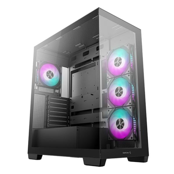 CASE DEEPCOOL CG580 AF TORRE MEDIA PLASTICO Y ACERO 3 ABANICOS LATERALES Y 1 ABANICO TRASERO R-CG580-BKADA4-G-1