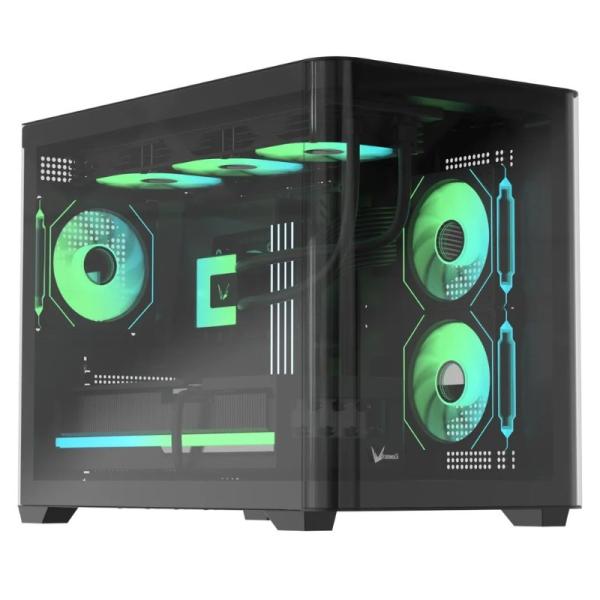 CASE ARGB FORMULA V LINE CRYSTAL U2M FLOE BLACK MID TOWER VENTILADORES 3 DE 120 MM CON VIDRIO LATERAL Y FRONTAL 4711401663843